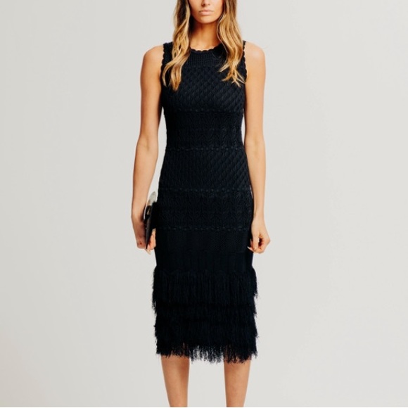 new  Torn By Ronny Kobo BLACK Ryan Dress  Crochet Knit Cutout Stunning texture! - Picture 2 of 11